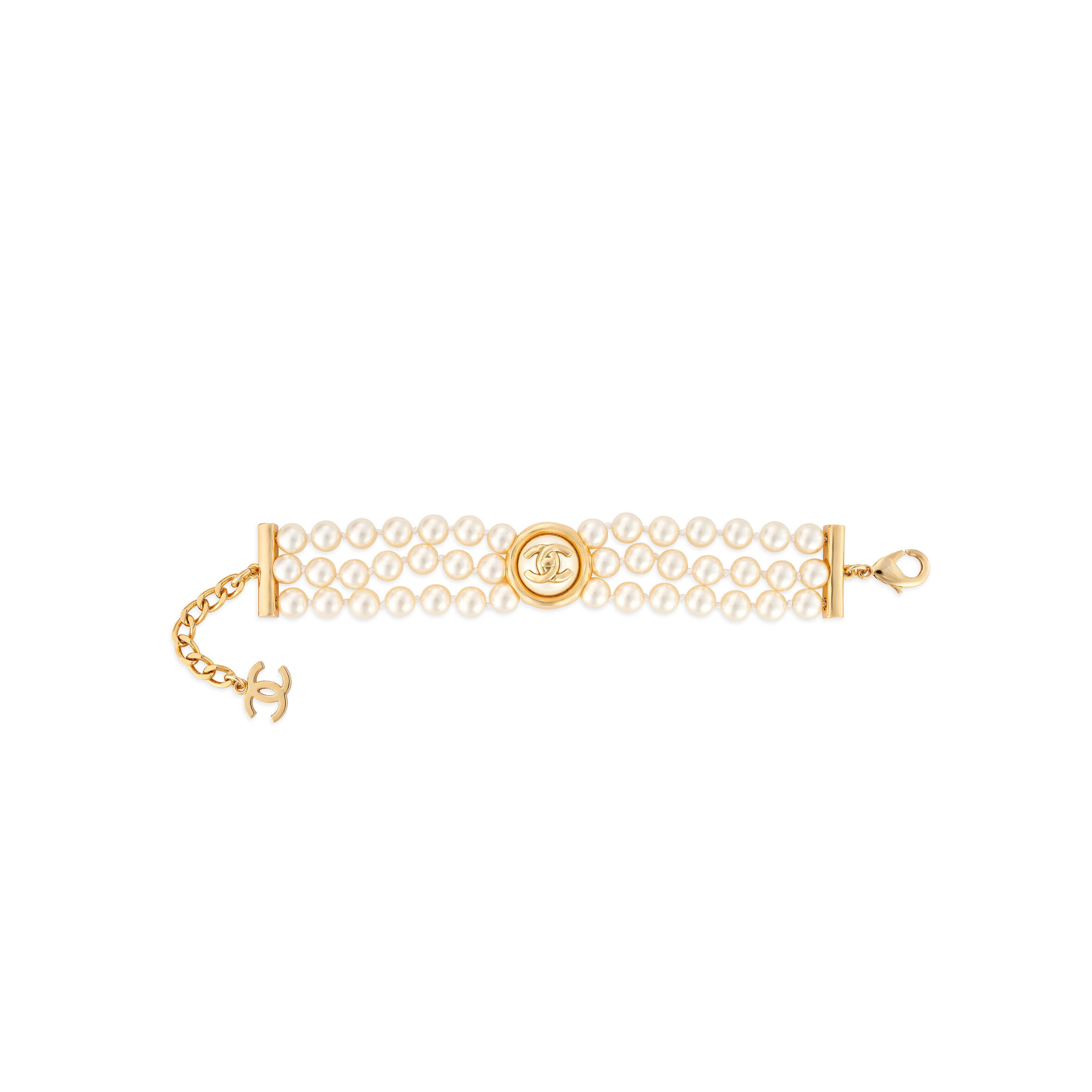 Ch**el triple strand faux pearl bracelet